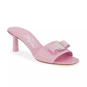 Salvatore Ferragamo Glo Patent Leather Mule Slide Sandal in Amaretti Calf - NWT